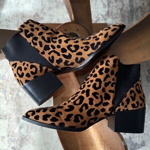 Chinese Laundry Leopard Print Pointed Toe Chelsea Ankle Boots FTLP-001 9M